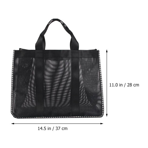 1Pièces Sac De Plage En Mesh Noir, Grand Capacité, Durable Et 1