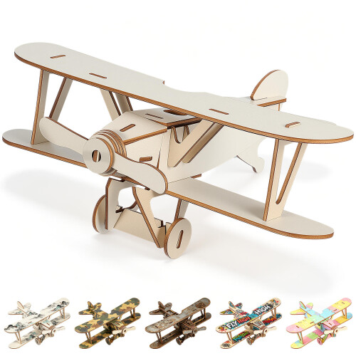 12Pièces En Bois À Assembler Kit 3D Couleur Naturelle