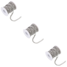 3Rouleaux Chaînes Métal Argent Pour Fabrication De DIY