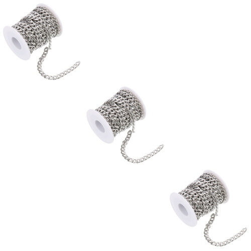 3Rouleaux Chaînes Métal Argent Pour Fabrication De DIY