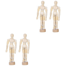 4Pièces Personnages Articulés En Bois Pour Dessin Décor