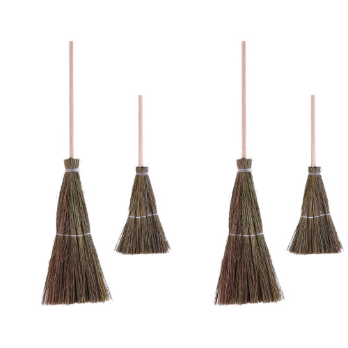4Pièces Balais Miniatures Tressés À Olive Décor Poupées