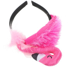 -Tête Flamant Rose En Velours Et Plumes Pour Fête