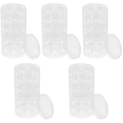5Pièces Boîte Transparente Empilable Pour Cosmétiques Perles