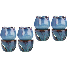 2Pièces Lampes Huile Céramique Bleu Ambiance Zen