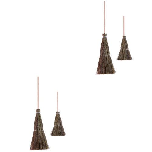4Pièces Balais Miniatures Tressés À Olive Décor Poupées 1