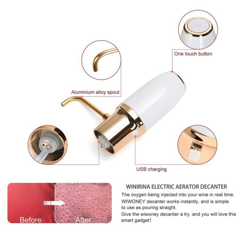 2X Electric Wine Aerator Pourer Automatic  Decanter Dispenser Rechargeable with Micro-USB Cable A 2