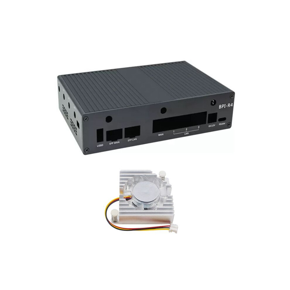 For Banana Pi R4 Aluminum Case Metal Shell For Banana Pi Bpi-R4 Development Board Accessories,With Fan 4713517550796