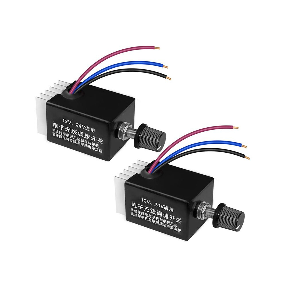 2Pcs 12V/24V Motor Speed Controller Universal,Knob Screw Electronic Stepless Speed Regulator 4713301167254