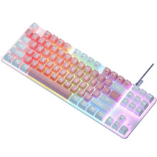 Clavier Mécanique à 87 Touches, Clavier de Jeu à Axe Vert, Clavier Rétroéclairé Couleur Filaire pour PC Portable, Jeu de Bureau B