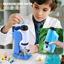 Microscope Handheld Science Kit for Kids with LED Light, 60X-180X Magnification, Gifts for Students