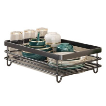 Cutlery Storage Rack, Stainless Steel Cutlery Drying Rack, Adjustable Kitchen Plate Storage Rack with Drainboard A
