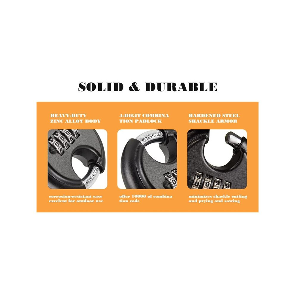4 Digit Combination Disc Padlock With Hardened Steel Shackle Combo Lock For Sheds, Storage Unit, Gym Locker 2Pcs 4711371650249