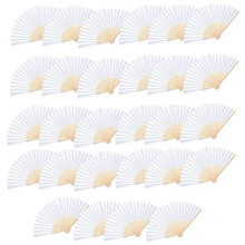 28PCS Handheld Folding White Paper Fans Foldable Bamboo Fans for Wedding DIY Crafting Wall Decor Party Favors
