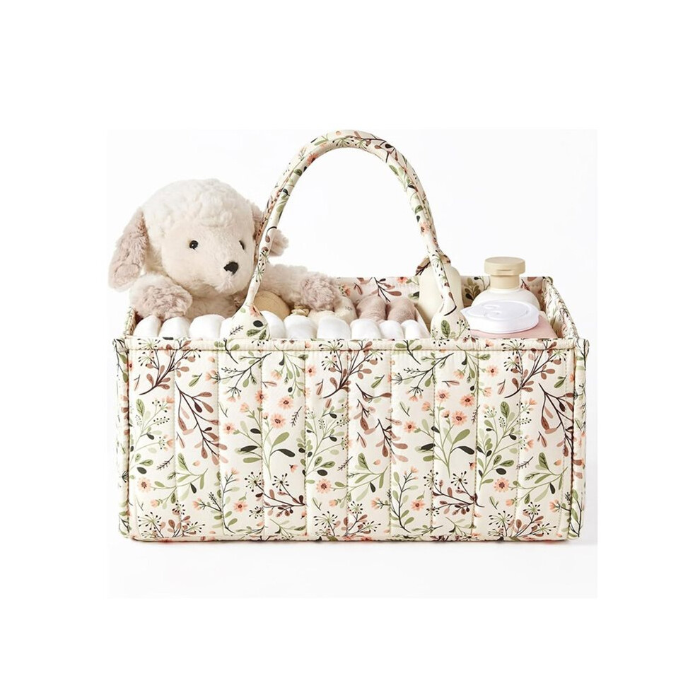 Floral Diaper Caddy Organizer, Stylish Nursery Storage Basket, Diaper Bag,Gift for Baby Shower, Baby Registry Must Have