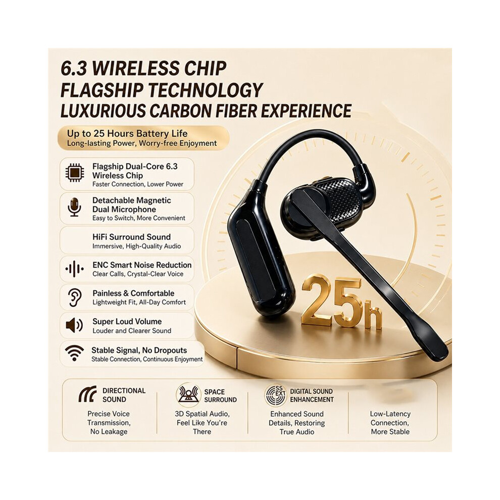Open-Ear Wireless Headphones With Detachable Microphone,Enc Noise Cancellation, Headset For Sports,Running 4712467355536