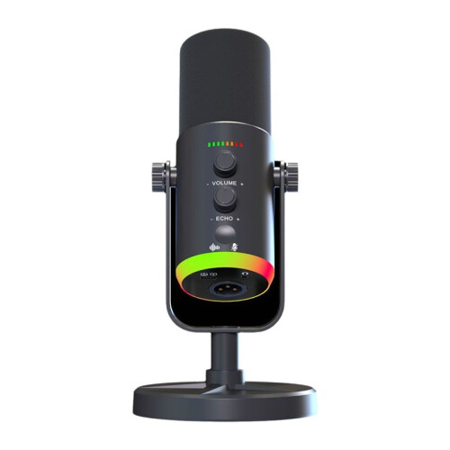 USB Dynamic Microphone RGB Gaming Microphone Computer Condenser MIC for Podcast Gaming Live Streaming Black