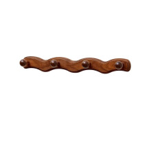 Wooden Hanger Wall Mounted with 4 Hooks, Used for Hanging Clothes Keys, Robes, Towel Bags, Moisture-Proof Hooks