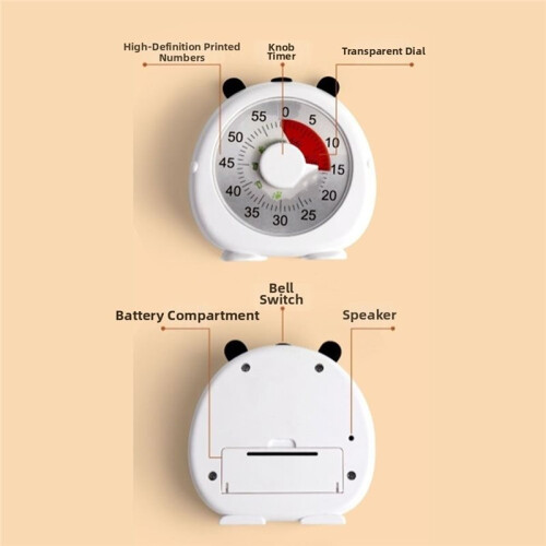 Self Discipline Visual Timer Silent Timer Reminder Kitchen Timer Panda 60 MinutesTimer Kitchen Cooking 2