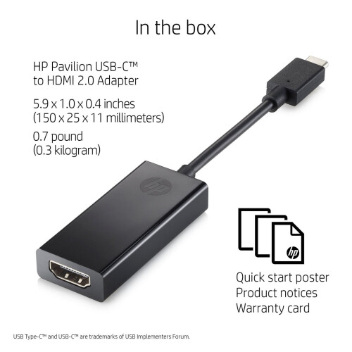 HP HP USB-C til HDMI 2.0-adapter, 2PC54AA#ABB 1
