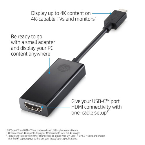 HP HP USB-C til HDMI 2.0-adapter, 2PC54AA#ABB 2