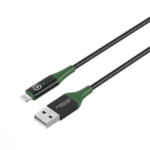 MicroConnect Smart Charge MFI USB-A til Lightning-kabel 2m sort-grøn, MC-SMART USB AL-2 1