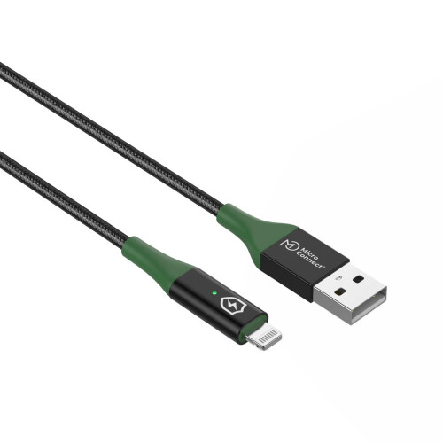 MicroConnect Smart Charge MFI USB-A til Lightning-kabel 2m sort-grøn, MC-SMART USB AL-2 2