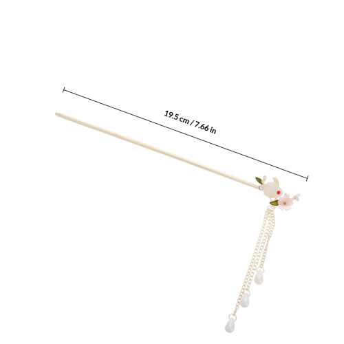 Chinesischer Haarstab Hase Mit Tasseln Silber Hanfu Haarclip 1
