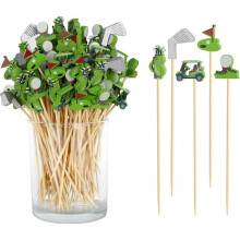 200Pcs Cocktail Picks, 4.7 Inch Wooden Skewers for Appetizers, Themed Party Supplies