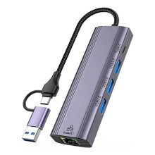 1000 Mbit/S 5-in-1-Dockingstation Typ-C auf USB 3.0 Ethernet-Adapter Gigabit RJ45 LAN-Netzwerkadapter USB-C-Hub-Konverter