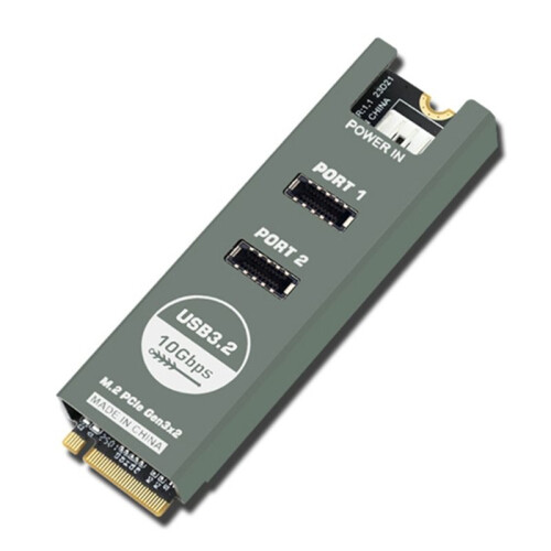 Scheda di Espansione A Doppia Porta M.2 PCIe A USB 3 Type-e e Type-C ASM3142 con Doppio Adattatore Type-C da 10 Gbps per Pannello Frontale e Custodia