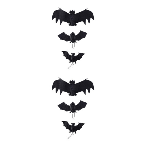 6Stk Halloween Fledermaus Kunststoff Hängend 1