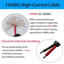 3Pcs 5.5mmx2.5mm Pigtail Cable, Female Repair Power Cable DC5525 Connector, for Storage Power Supply, Solar Panel