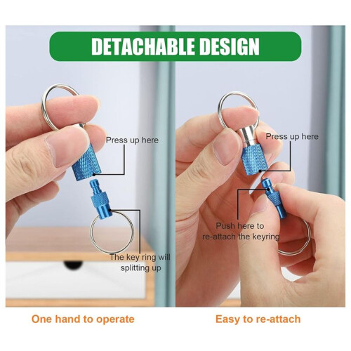 3pcs Quick Release Detachable Keychain, Double Rings Pull Apart Keychain, Spring Split Snap Seperate Keychain 2