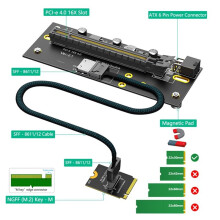 M.2 M-Key 2230 to PCI-E 4.0 X16 with Oculink SFF-8612 Extension Cable As External Card, Right Orientation