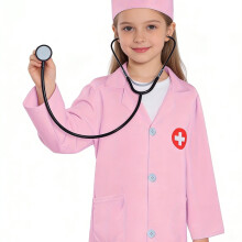 (4-5Y) Verpleegsterskledingset voor meisjes, 3-delig, inclusief roze topje, hoed en stethoscoop