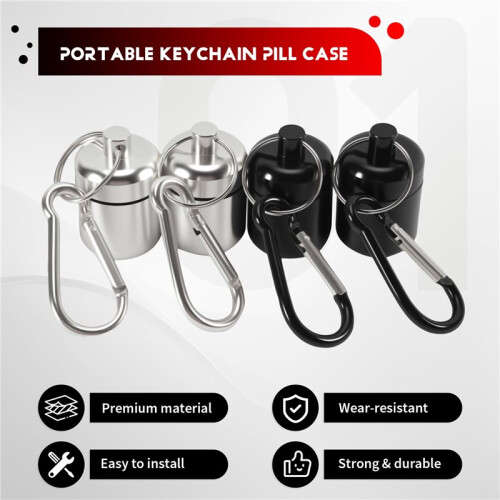 4 Pack Ear Plug Carrying Case Keychain, Portable Keychain Pill Case, Waterproof Metal Earplug Case Small Pill Container 1