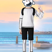 Set 4pcs Set: 1 White Print Top 1 Spliced Color-Block Pants 1 Black Backpack 1 Sticker Pattern Mask, Set, Halloween Holiday
