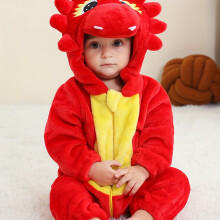 (3-4Y) Children's Outdoor Cute Hooded Bodysuit, Autumn And Winter Style Romper, Indoor Homewear