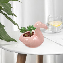 2Stk Keramik Blumentöpfe Flamingo Rosa Für Garten Und