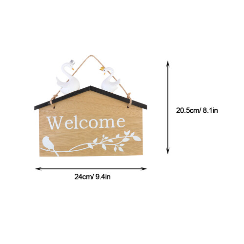 3Stk Holz Türschild Willkommen Hängend Hellbraun Geschenk 1