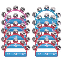 10Pcs Vivid Color Jingle Bells Sleigh Bells Instrument Wooden Handle For Baby Kids Children Musical Toys