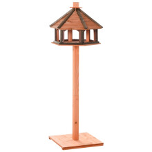 PawHut Birdhouse with Stand, Weatherproof Bird Feeder with Weatherproof Roof, Wooden Feeder for Wild Birds, Ø52 x 130H cm, Natural