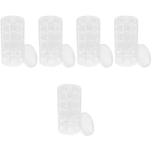 5Stk Stapelbare Transparente Schmuckaufbewahrungsbox Kunststoff 2