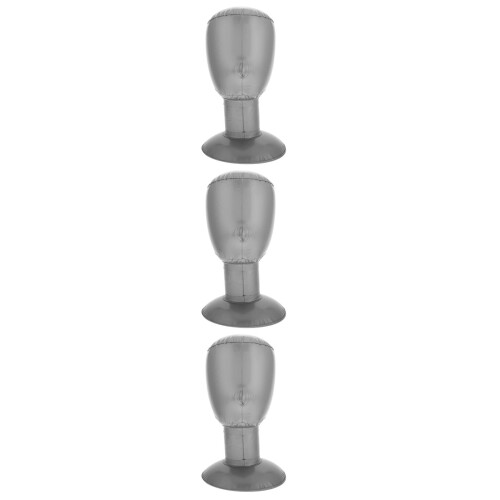 3Stk Inflatable Mannequin Kopf Für Perücken- Und Hat-Display Silber 1