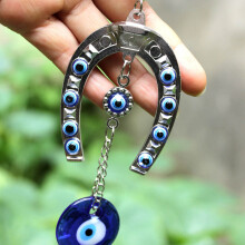 Pendentif Bleu Oeil Alliage Éléphant Chance