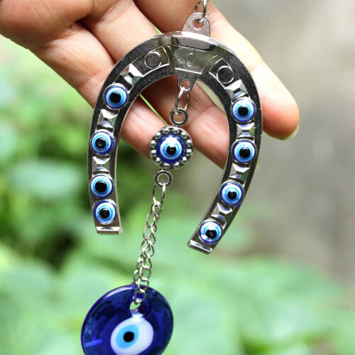 Pendentif Bleu Oeil Alliage Éléphant Chance