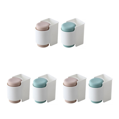 3Sets Wandhängender Zahnbürstenhalter Mit Becher, Bunt, Hochwertig 1