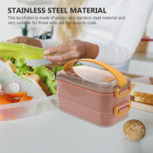 1Pièces Boîte Bento Rose Portable Double Couche Acier
