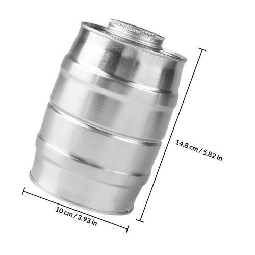 Silberner -Dose Metall Luftdicht Verschlossen Fässerform 1